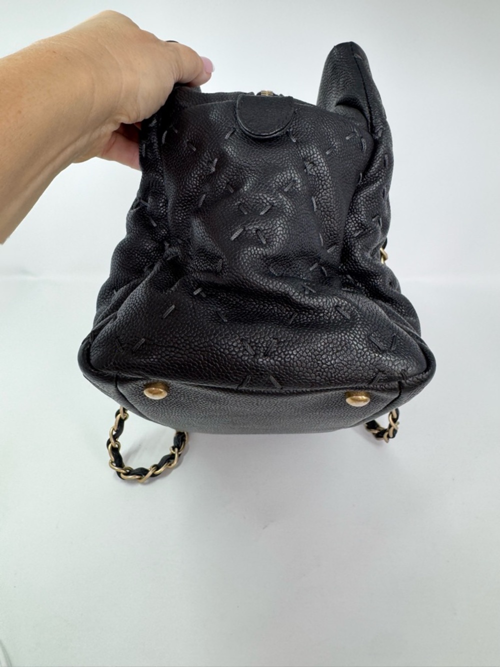 Authentic CHANEL Wild Stitch Tote in Black Caviar Leather with Gold Hardware - Picture 14 of 16